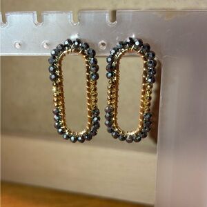 Elegant Gold and Black Beaded Earrings